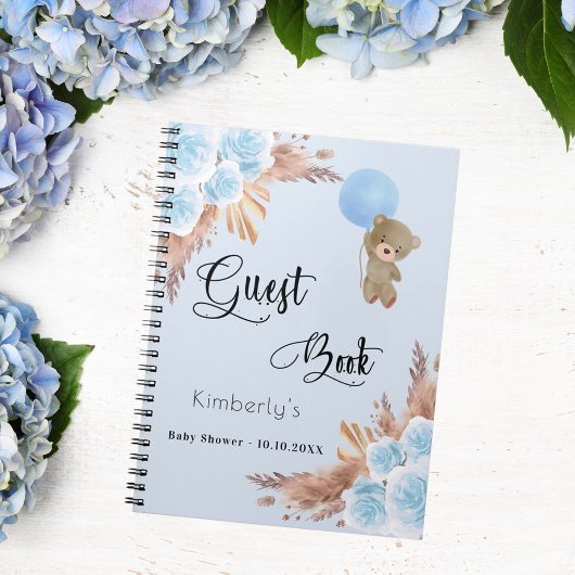 Gastboek Baby shower teddy pampas gras Notitieboek