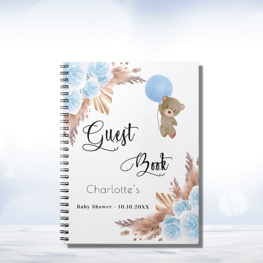 Gastboek Baby shower teddy pampas gras Notitieboek
