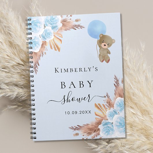 Gastboek Baby shower teddy pampas gras Notitieboek