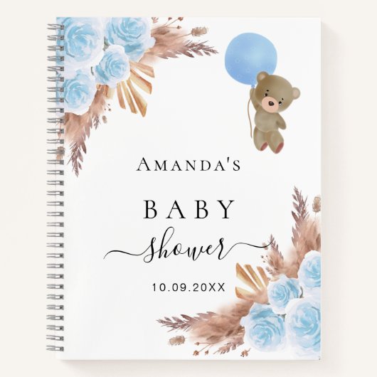 Gastboek Baby shower teddy pampas gras Notitieboek (Voorkant)