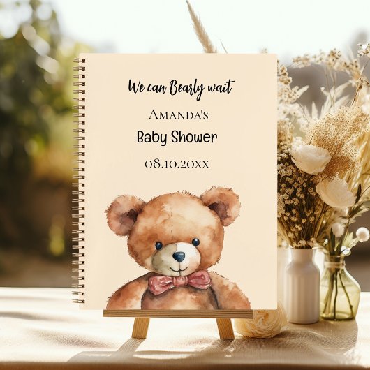 Gastboek Baby shower teddybeer bearly wait Notitieboek