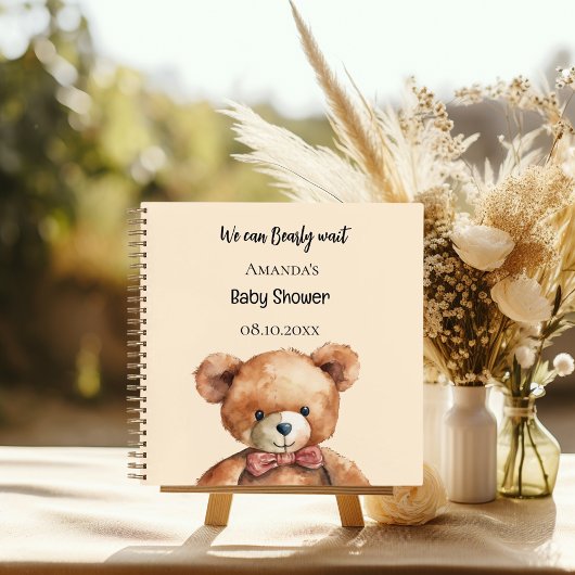 Gastboek Baby shower teddybeer bearly wait Notitieboek