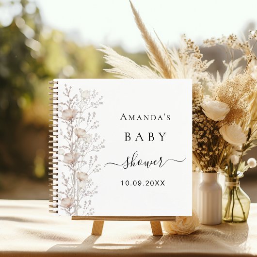 Gastboek Baby shower wilde bloemen beige crème Notitieboek