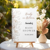 Gastboek baby shower wilde bloemen beige crème notitieboek