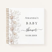 Gastboek Baby shower wilde bloemen beige crème Notitieboek (Voorkant)