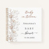 Gastboek Baby shower wilde bloemen bloeien beige Notitieboek (Voorkant)