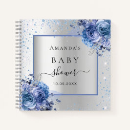 Gastboek baby shower zilverblauwe florons notitieboek