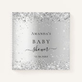 Gastboek baby shower zilveren naam notitieboek (Voorkant)