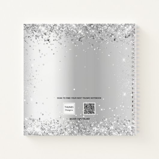 Gastboek baby shower zilveren naam notitieboek (Achterkant)