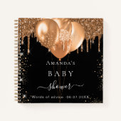 Gastboek Baby shower zwart goud advies glitter Notitieboek (Voorkant)