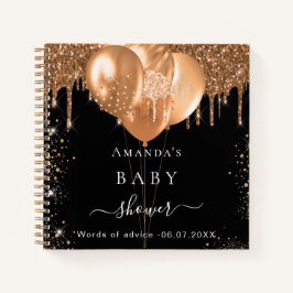 Gastboek Baby shower zwart goud advies glitter Notitieboek