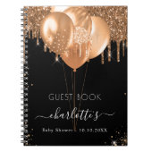 Gastboek Baby shower zwart gouden ballonnen Notitieboek (Voorkant)