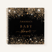 Gastboek baby shower zwarte goudglitter notitieboek (Voorkant)