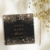 Gastboek baby shower zwarte goudglitter notitieboek