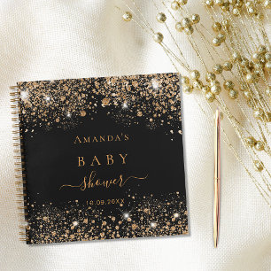 Gastboek baby shower zwarte goudglitter notitieboek