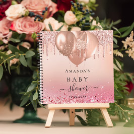 Gastboek baby showers rozen gouden blush ballonnen notitieboek
