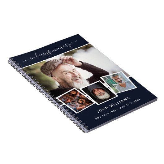 Gastboek begrafenis foto collage blauwe gedenkteke notitieboek (Rechterzijde)
