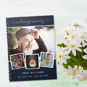 Gastboek begrafenis foto collage blauwe gedenkteke notitieboek