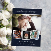 Gastboek begrafenis foto collage blauwe gedenkteke notitieboek