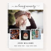 Gastboek begrafenis foto collage wit gedenkteken notitieboek (Voorkant)