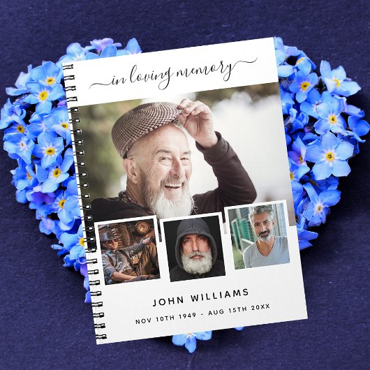 Gastboek begrafenis foto collage wit gedenkteken notitieboek