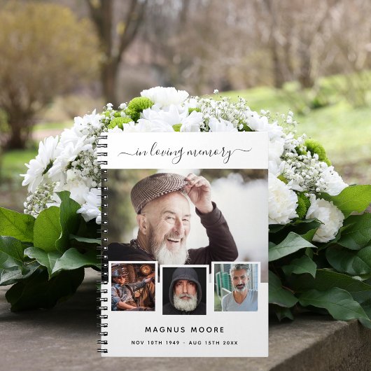 Gastboek begrafenis foto collage wit gedenkteken notitieboek