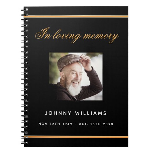 Gastboek begrafenis monument zwarte goudfoto notitieboek (Voorkant)