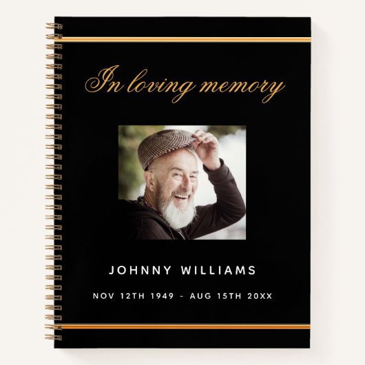 Gastboek begrafenis monument zwarte goudfoto notitieboek (Voorkant)