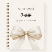 Gastboek beige crème boog verjaardag notitieboek (Voorkant)