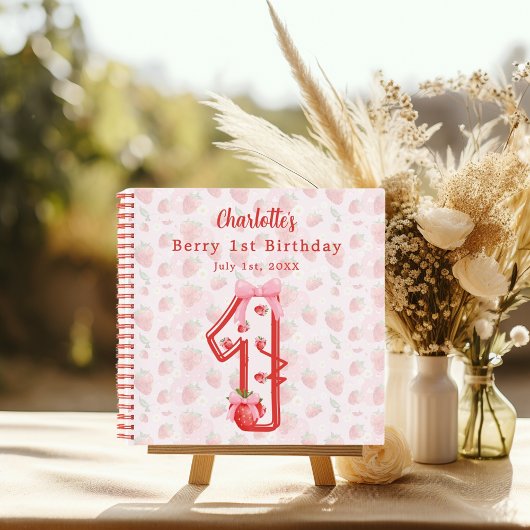 Gastboek Berry 1st Birthday aardbeien rood Notitieboek