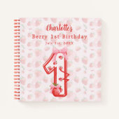 Gastboek Berry 1st Birthday aardbeien rood Notitieboek (Voorkant)