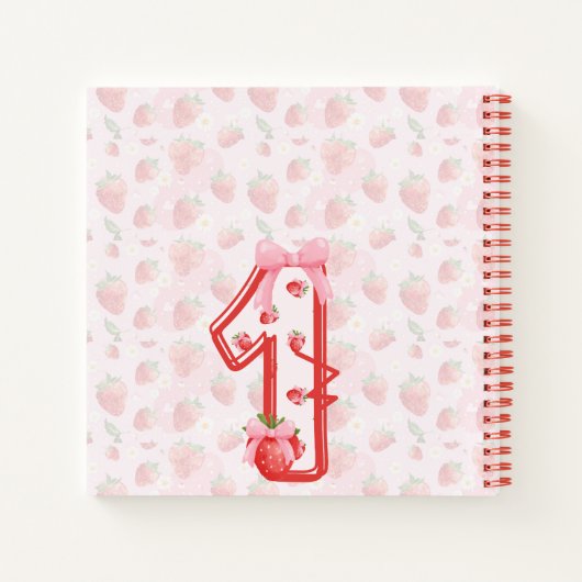 Gastboek Berry 1st Birthday aardbeien rood Notitieboek (Achterkant)