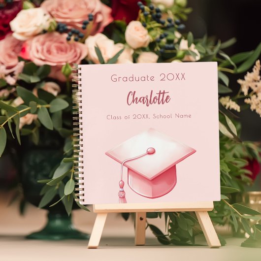 Gastboek blush roze afstudeerfeest notitieboek