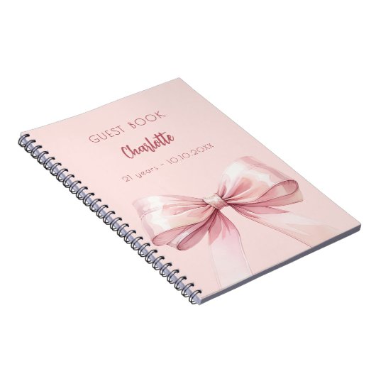 Gastboek blush roze boog verjaardag notitieboek (Rechterzijde)