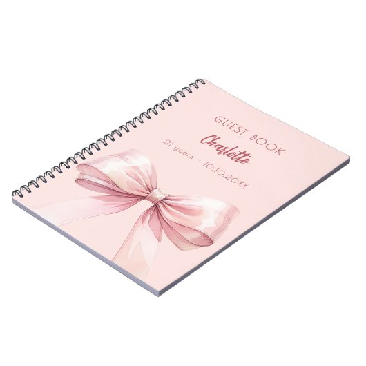Gastboek blush roze boog verjaardag notitieboek (Linkerzijde)