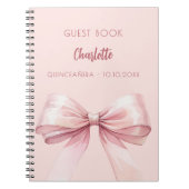 Gastboek blush roze strik Quinceanera Notitieboek (Voorkant)