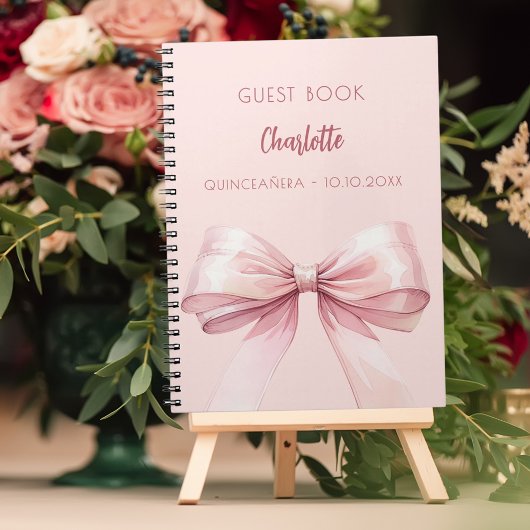 Gastboek blush roze strik Quinceanera Notitieboek