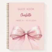 Gastboek blush roze strik SWEET 16 Notitieboek (Voorkant)
