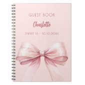 Gastboek blush roze strik SWEET 16 Notitieboek (Voorkant)