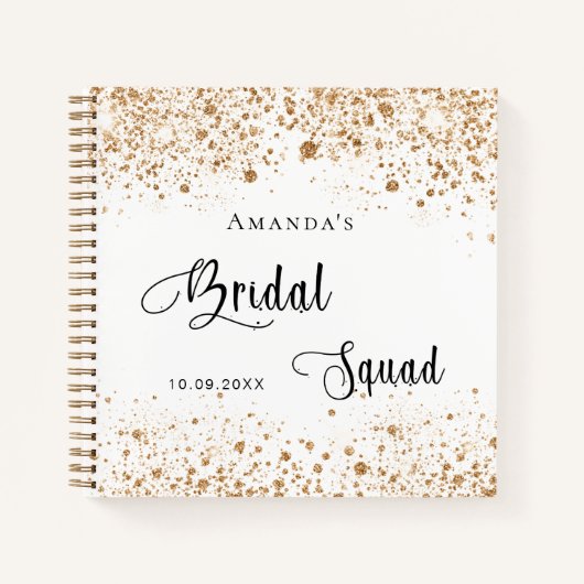 Gastboek bride squad white gold glitter notitieboek (Voorkant)