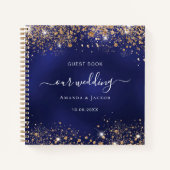 Gastboek bruiloft blauw goudsparren notitieboek (Voorkant)