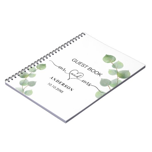 Gastboek bruiloft eucalyptus de heer mrs hart notitieboek (Linkerzijde)