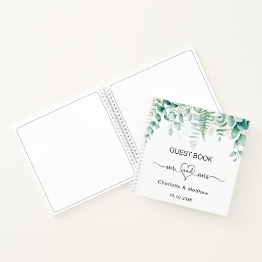 Gastboek bruiloft eucalyptus greenery de heer mrs notitieboek (Binnen)