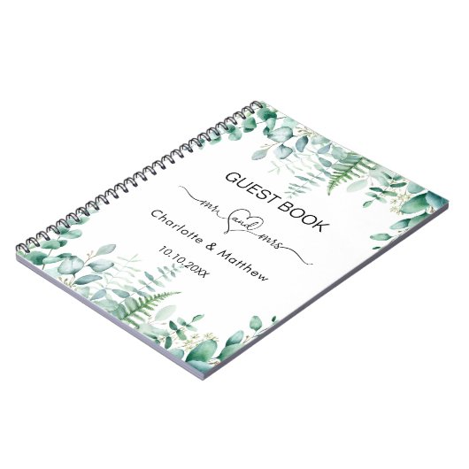 Gastboek bruiloft eucalyptus greenery de heer mrs notitieboek (Linkerzijde)