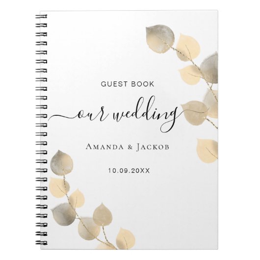 Gastboek bruiloft gouden eucalyptusbudget notitieboek (Voorkant)