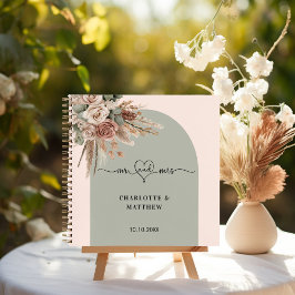 Gastboek bruiloft meneer hart roze boog salie notitieboek