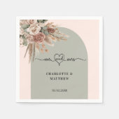 Gastboek bruiloft meneer hart roze boog salie servet (Voorkant)