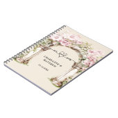 Gastboek bruiloft mr. hart roze bloemen boog notitieboek (Linkerzijde)