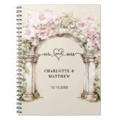 Gastboek bruiloft mr. hart roze bloemen boog notitieboek (Voorkant)