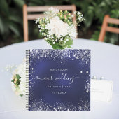 Gastboek bruiloft navy blue zilver glitter notitieboek
